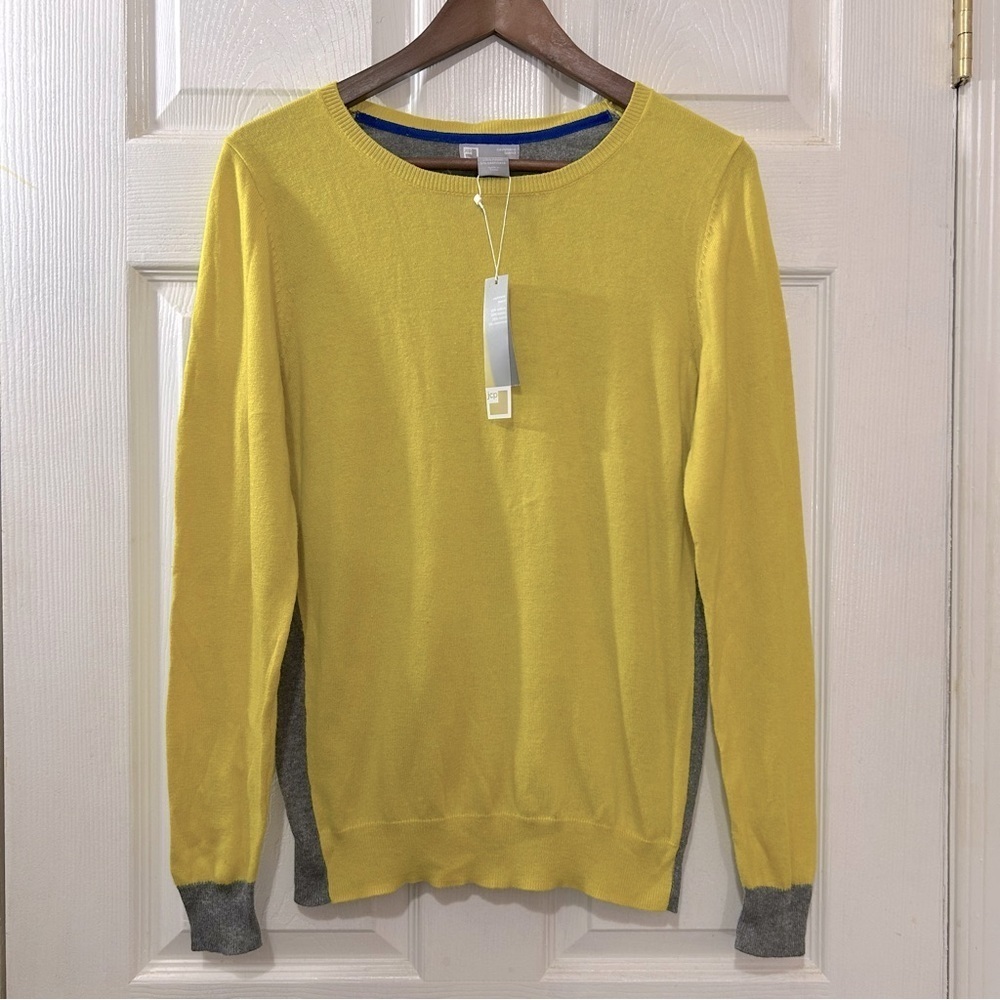 JCP Sweater Women's Cashmere Blend Yellow Gray Size Large